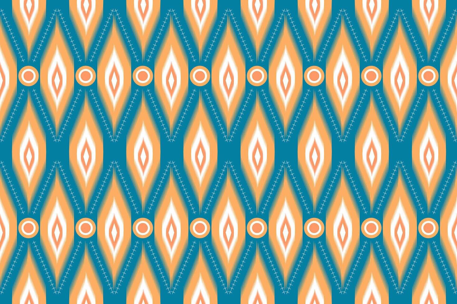 Geometric Abstract Tribal Blue Yellow Orange White Design For Textile Print Fabric Carpet Wallpaper Curtain Blanket Cushion vector