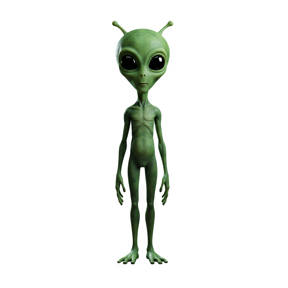 Green Alien on transparent background png