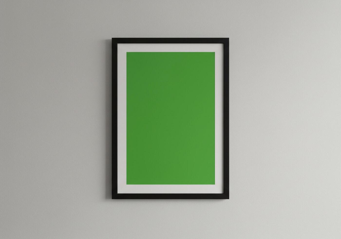 Green Abstract Art in Black Frame on Wall photo