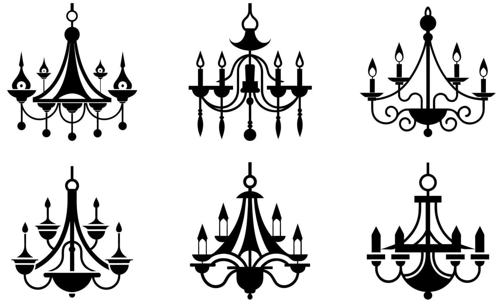 Chandelier Icon Set Collection vector