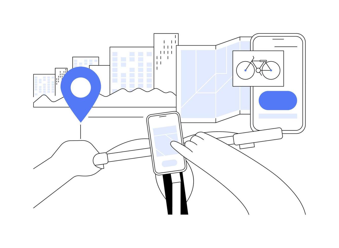 Urban navigation app isolated cartoon illustrations. vector