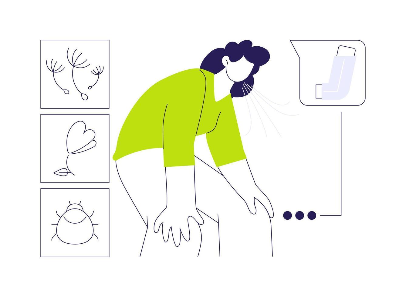 Bronchial asthma attack abstract concept illustration. vector