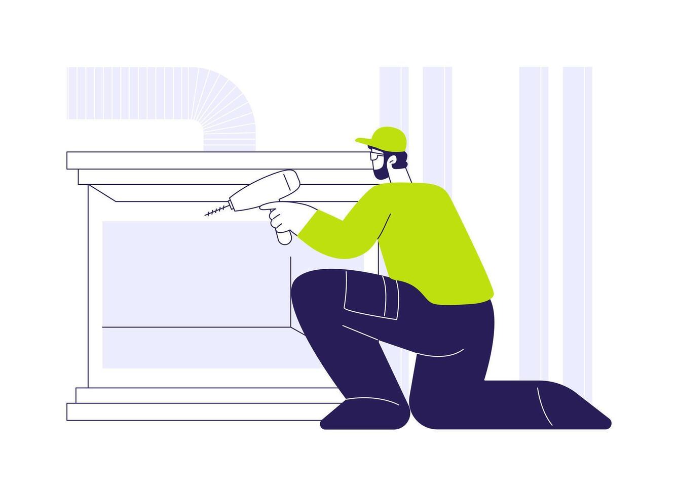Fireplace installation abstract concept illustration. vector