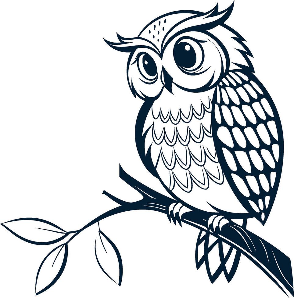 Hand-Drawn Owl Silhouette Vectors Graphic for Artistic Projects