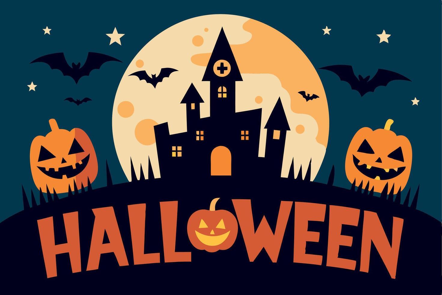 Flat-Style Halloween Vectors Template for Posters Ads
