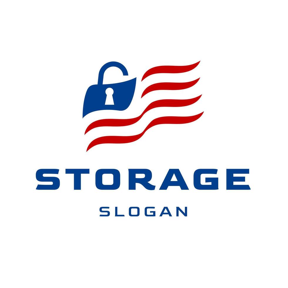 American Flag Design Waving with Padlock Key Icon Symbol or Storage Illustration vector