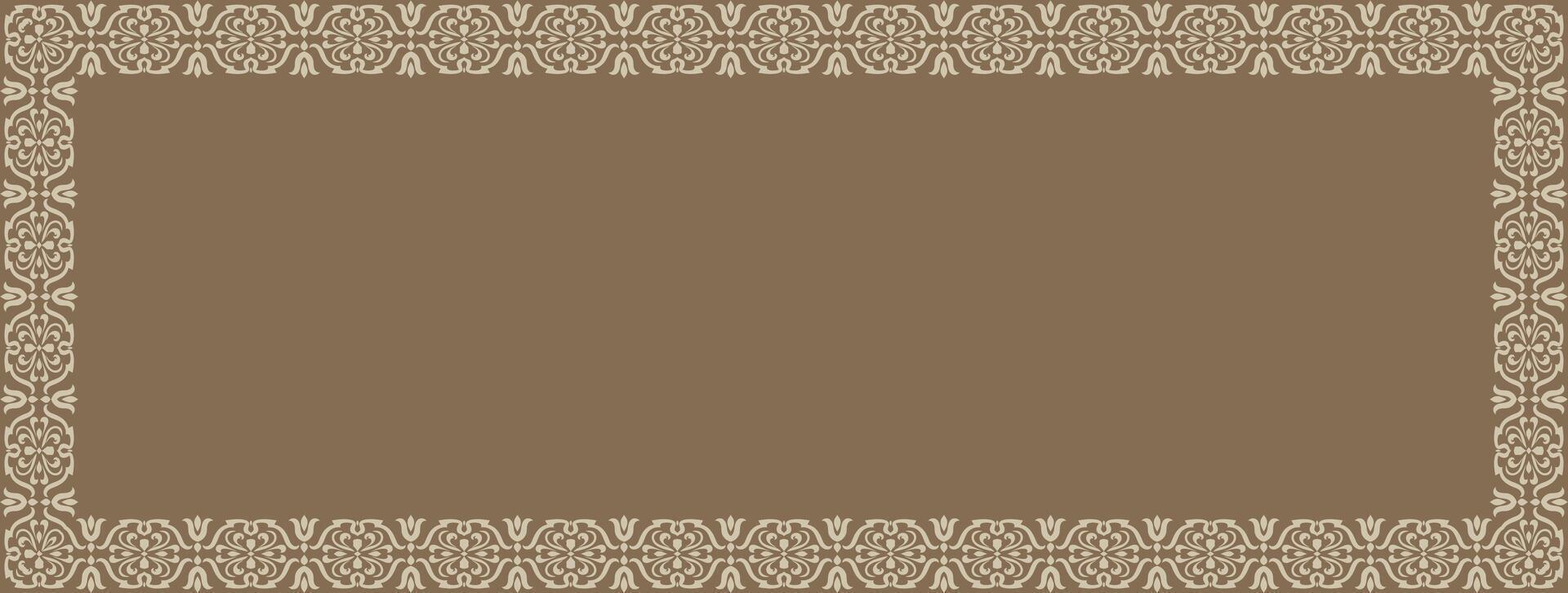 Vintage-inspired pattern featuring a seamless floral border, decorative stencil frame, and ethnic tribal motifs. vector
