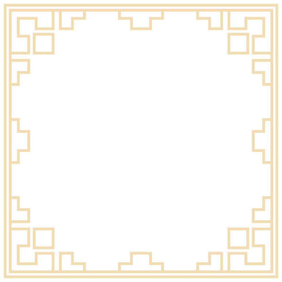 Luxurious border design with a golden geometric pattern, reminiscent of classic Chinese window elements. vector