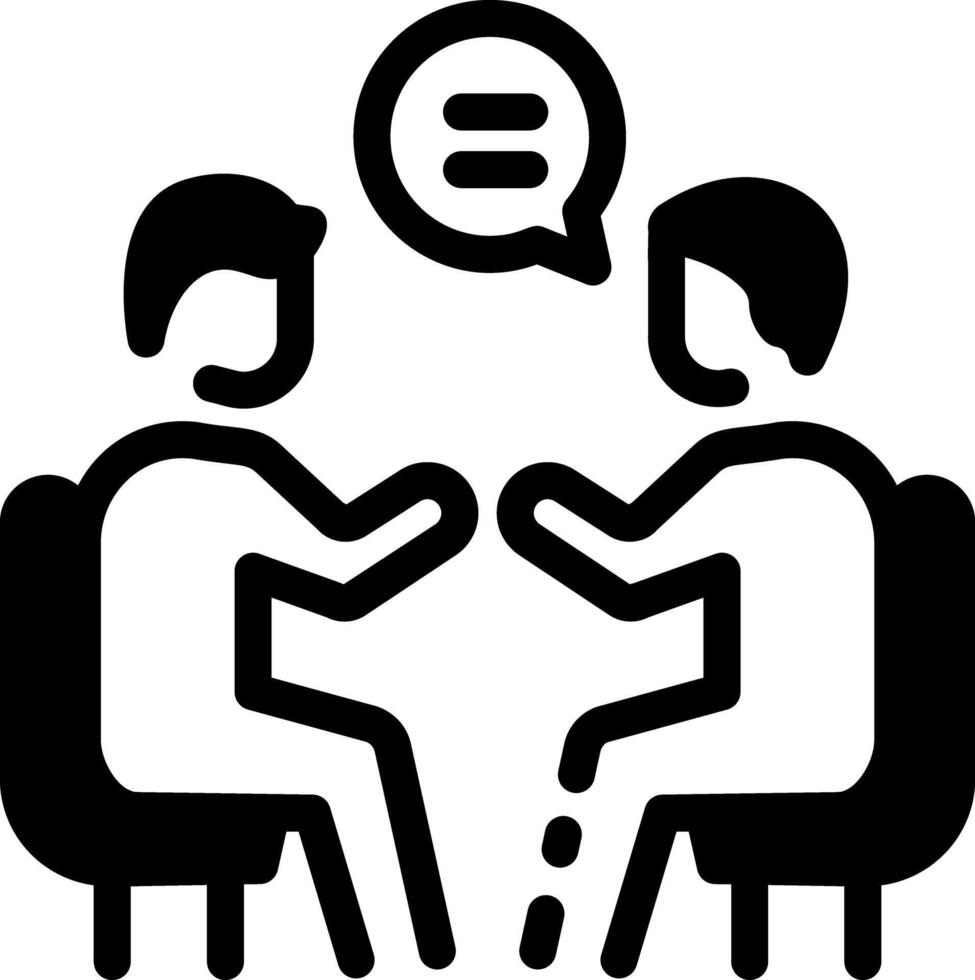 Linear style icon of two characters showing mentorship vector