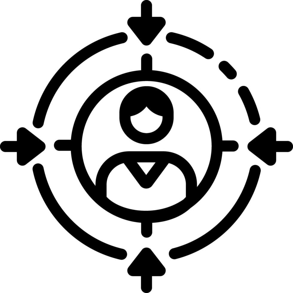 A linear style icon depicting target audience vector