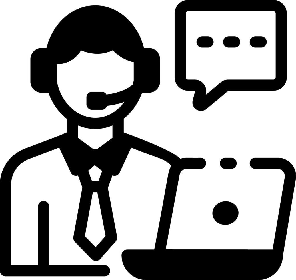 Line style icon of a representative providing online help vector