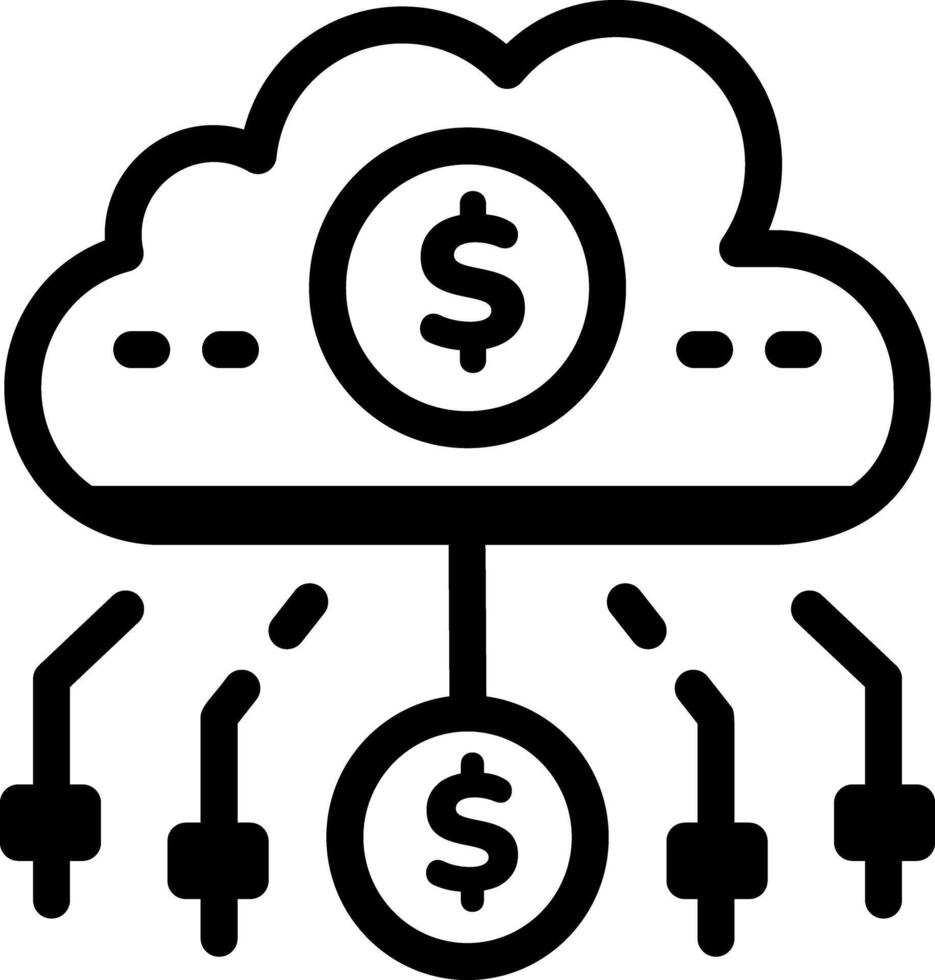 A line style icon of a cloud money storage vector