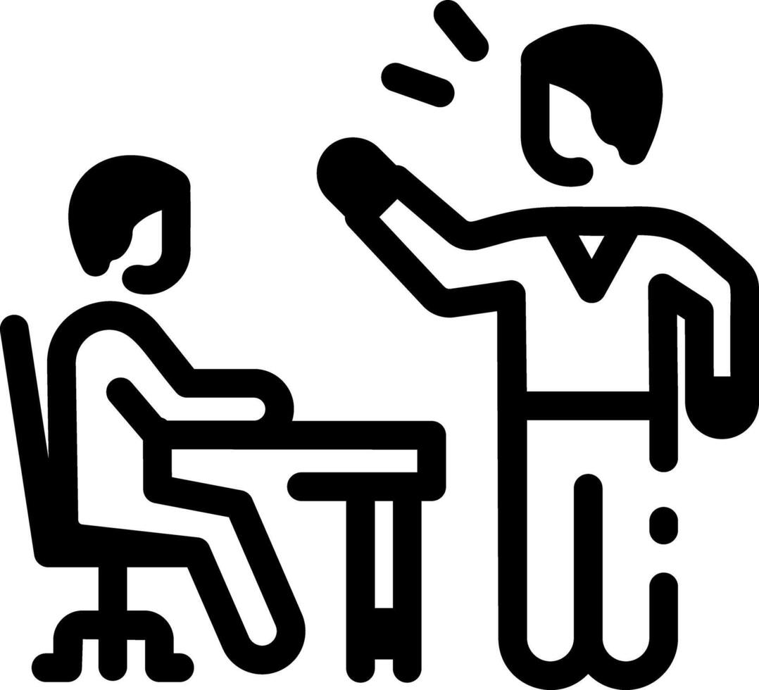 Boss yelling at his employee, line style icon vector