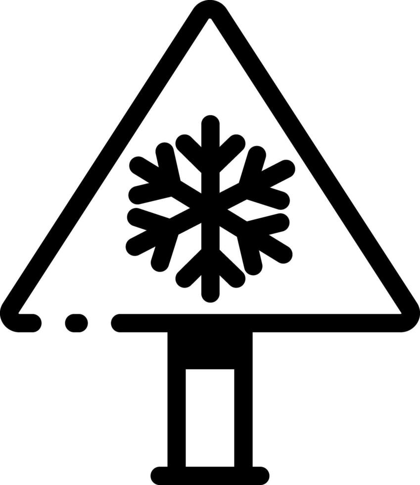 A line style icon of snow warning signboard vector
