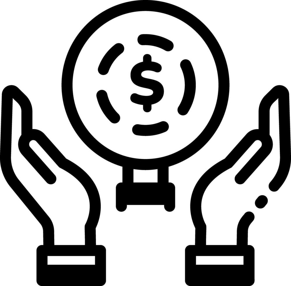 A magic globe with money sign depicting business prediction, line icon vector