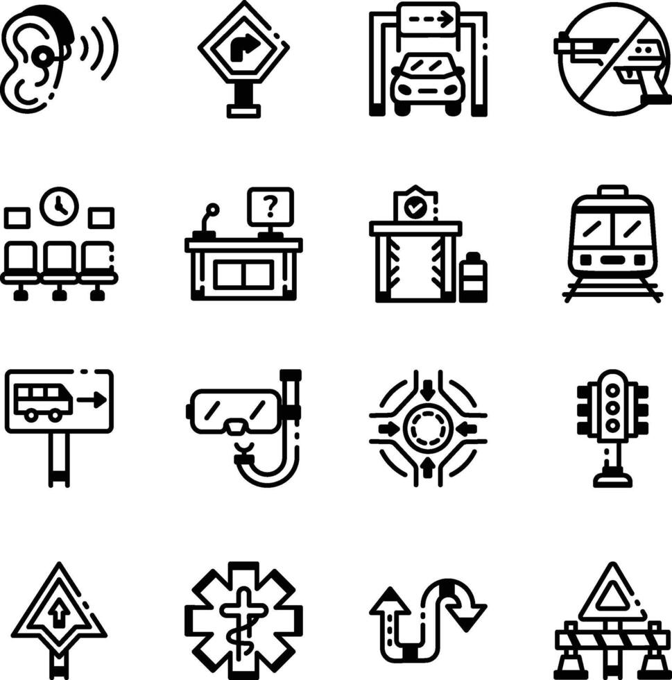 Bundle of Wayfinding Symbols Linear Icons vector