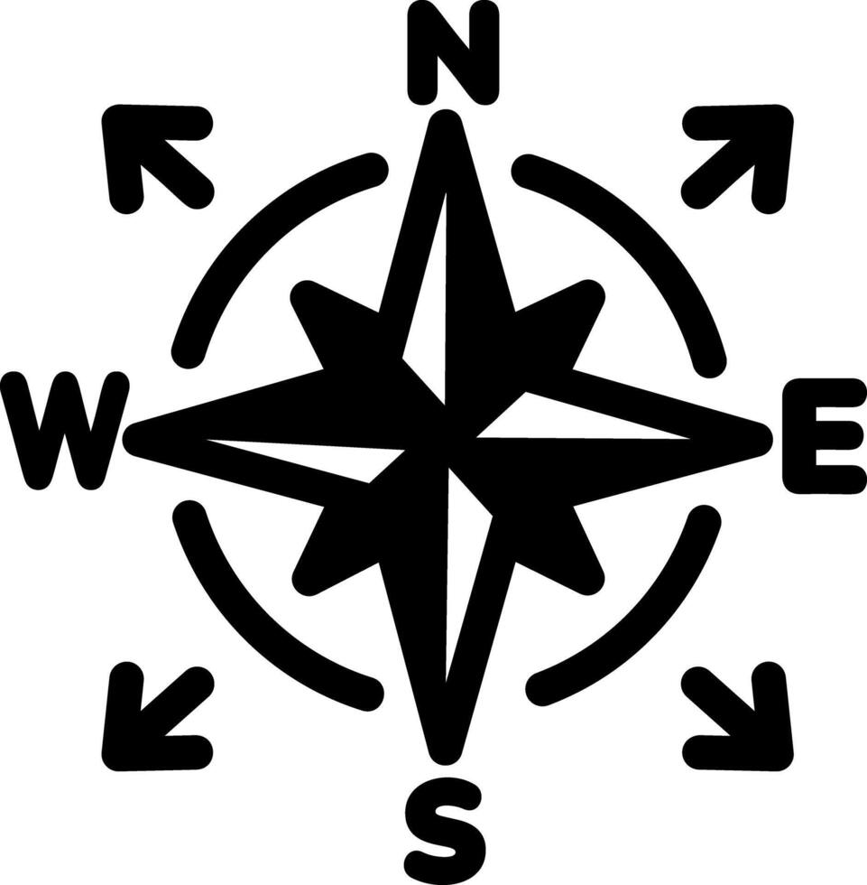 A linear style icon of a north indicator sign vector