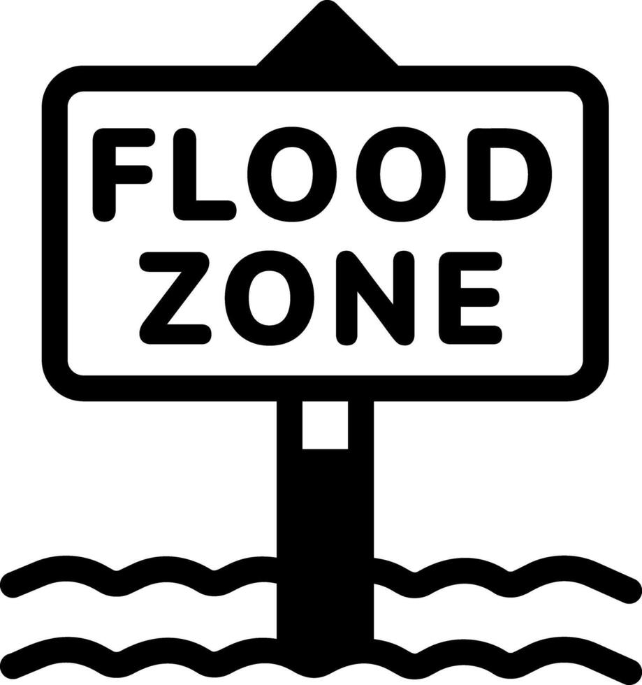 A line style icon of a signboard showing flood zone vector