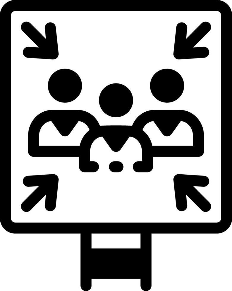 A line style icon of a signboard showing assembly point vector