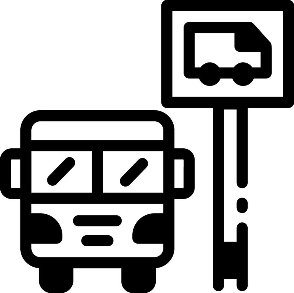 A linear style icon of a sign representing bus stop vector
