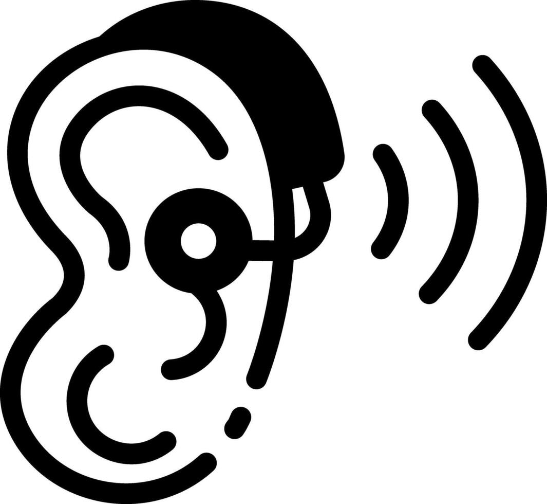 A line icon showing a hearing assistance sign vector