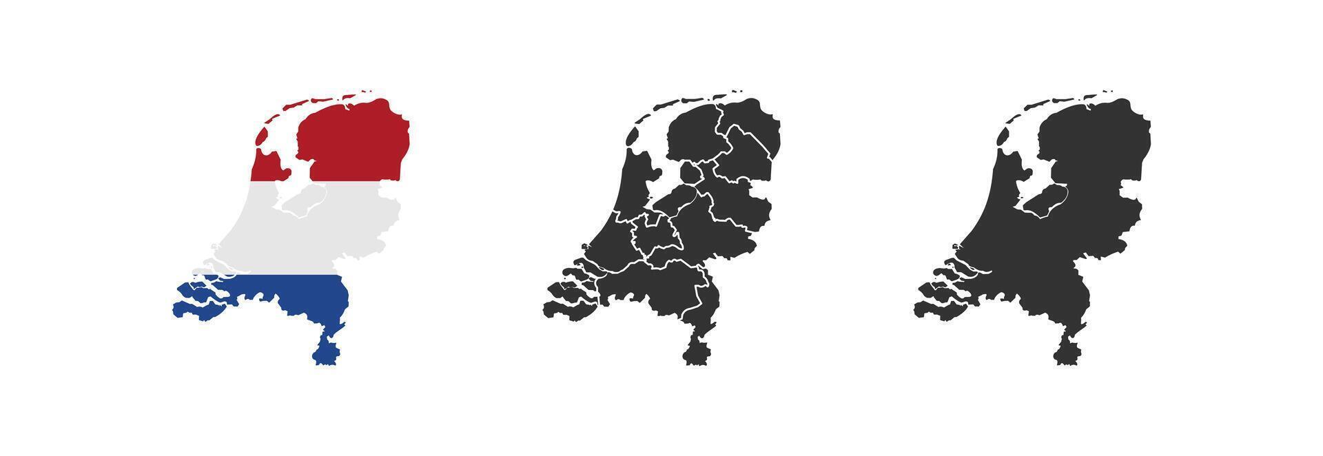 Nederland map. Geography border of Netherland. Cartography administrative contour. vector