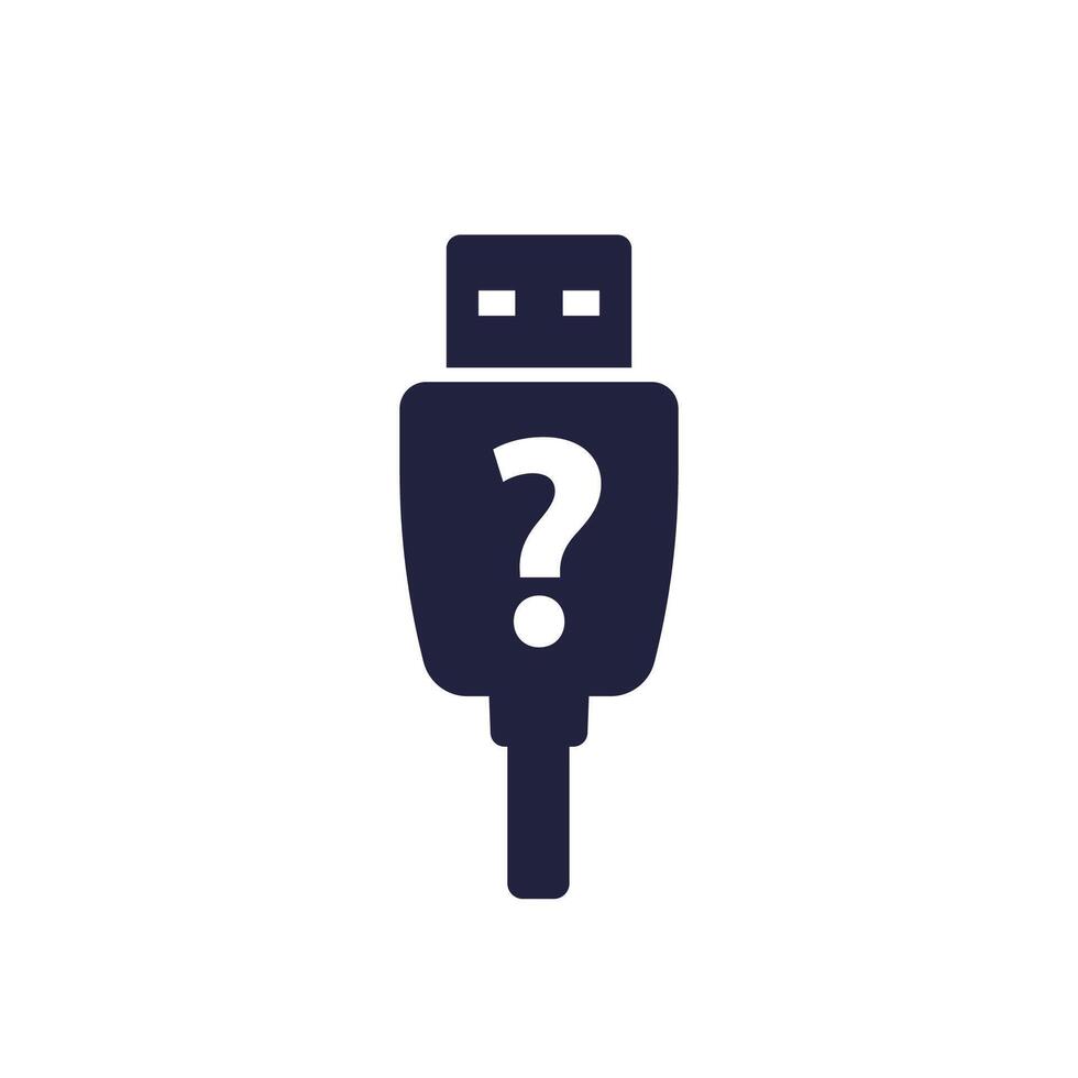 unknown usb icon, pictogram on white vector