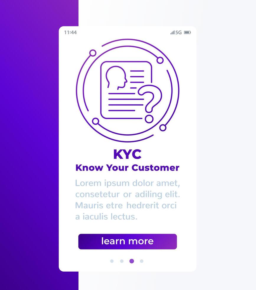 KYC, know your customer banner design with line icon vector