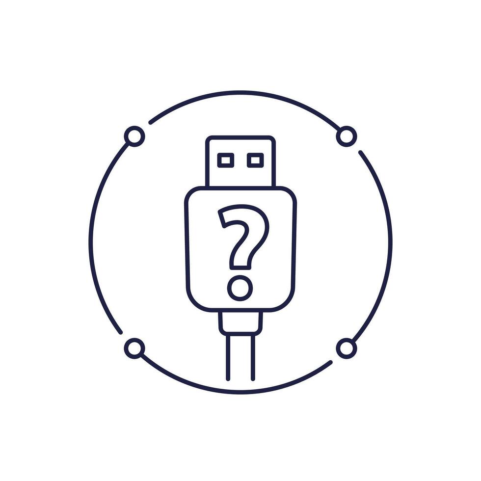 unknown usb line icon on white vector
