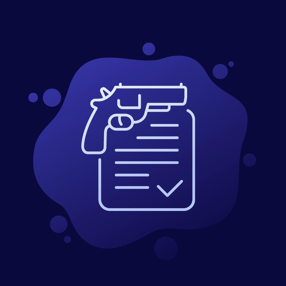 gun license, permit icon, line vector