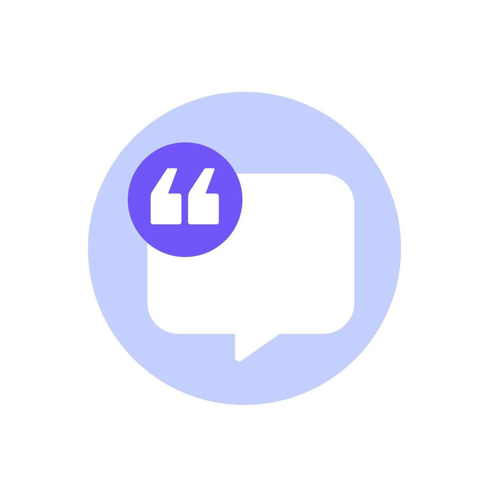 quote or quotation icon, flat design vector