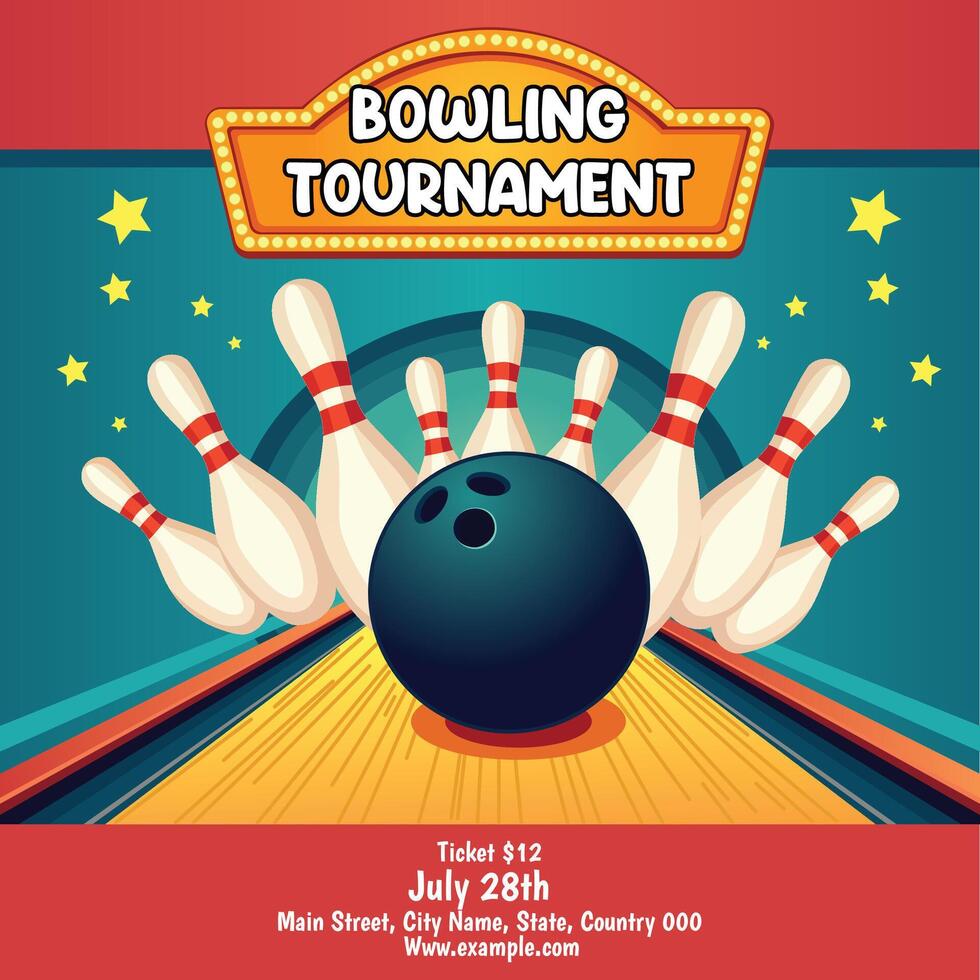 illustration of bowling tournament flyer poster template design vector