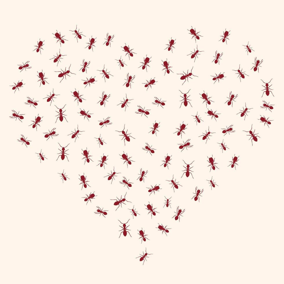 Pattern of a group of ants forming a heart illustration vector