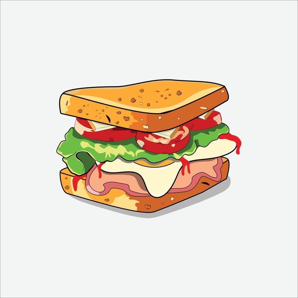 sandwich drawing cartoon vector