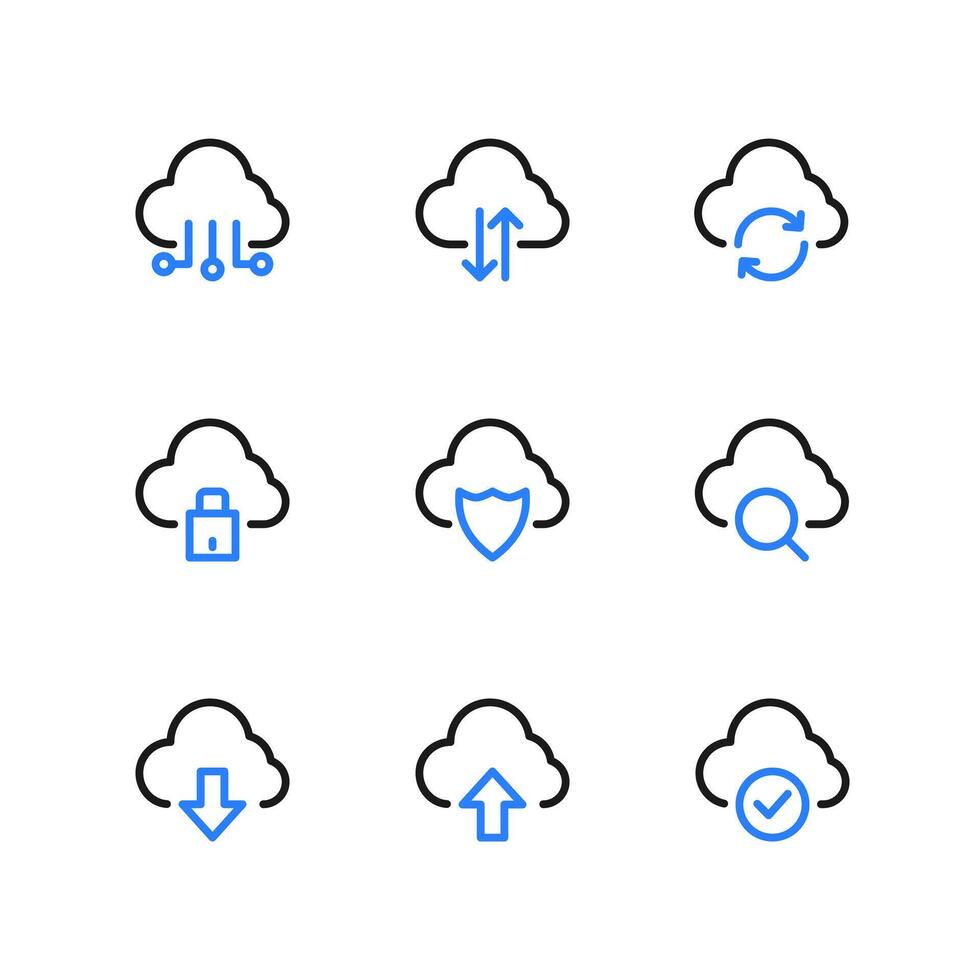 Cloud computing icon set. Cloud Computing, Network icon. vector