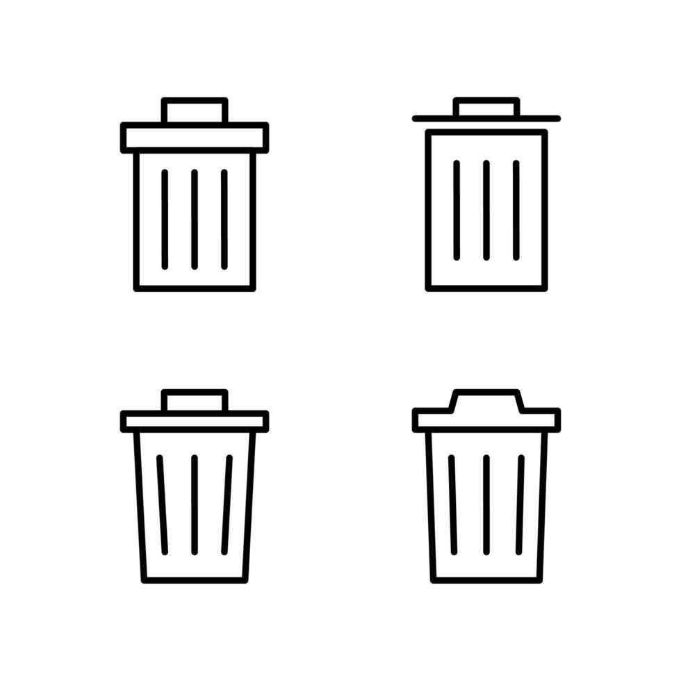 Delete icon set. Trash bin icon set. Trash bin icon. vector