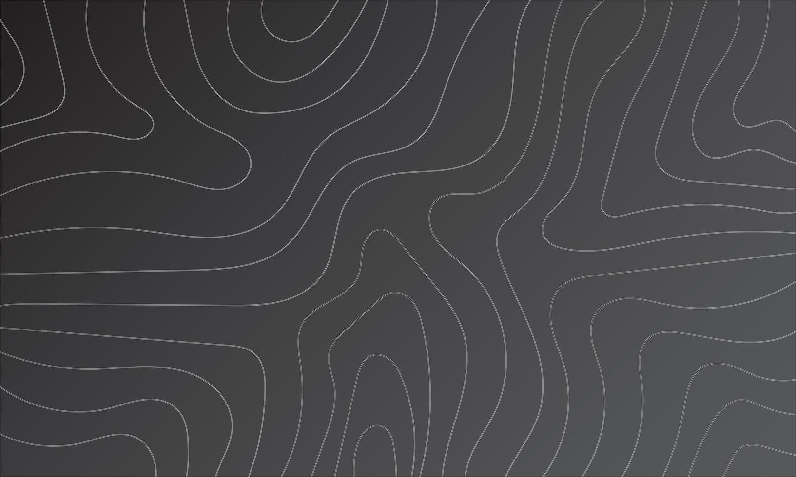 Abstract design featuring a black background with dynamic white contour lines resembling topography or waves, offering a modern and artistic aesthetic ideal for digital or graphic design, backgrounds. vector