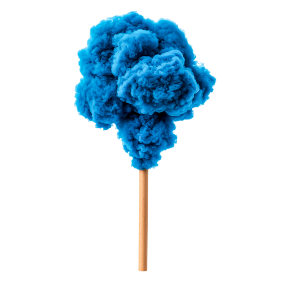 Bright Blue Smoke Cloud on Wooden Stick Creating Artistic Background Effect png