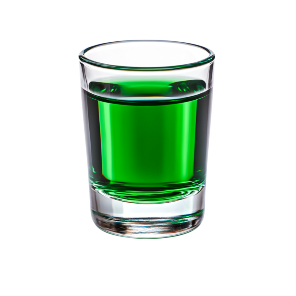 Green shot glass filled with vibrant green liquid png