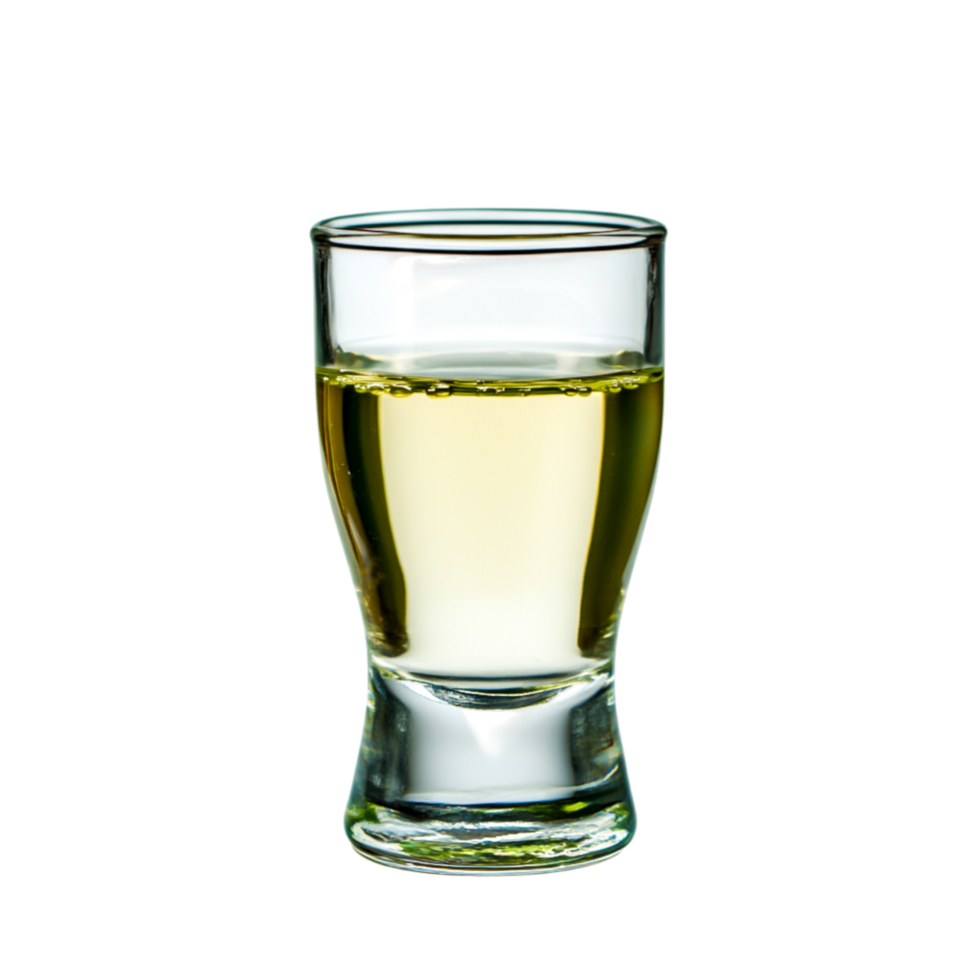 Glass of Clear Alcoholic Drink on with Reflection png