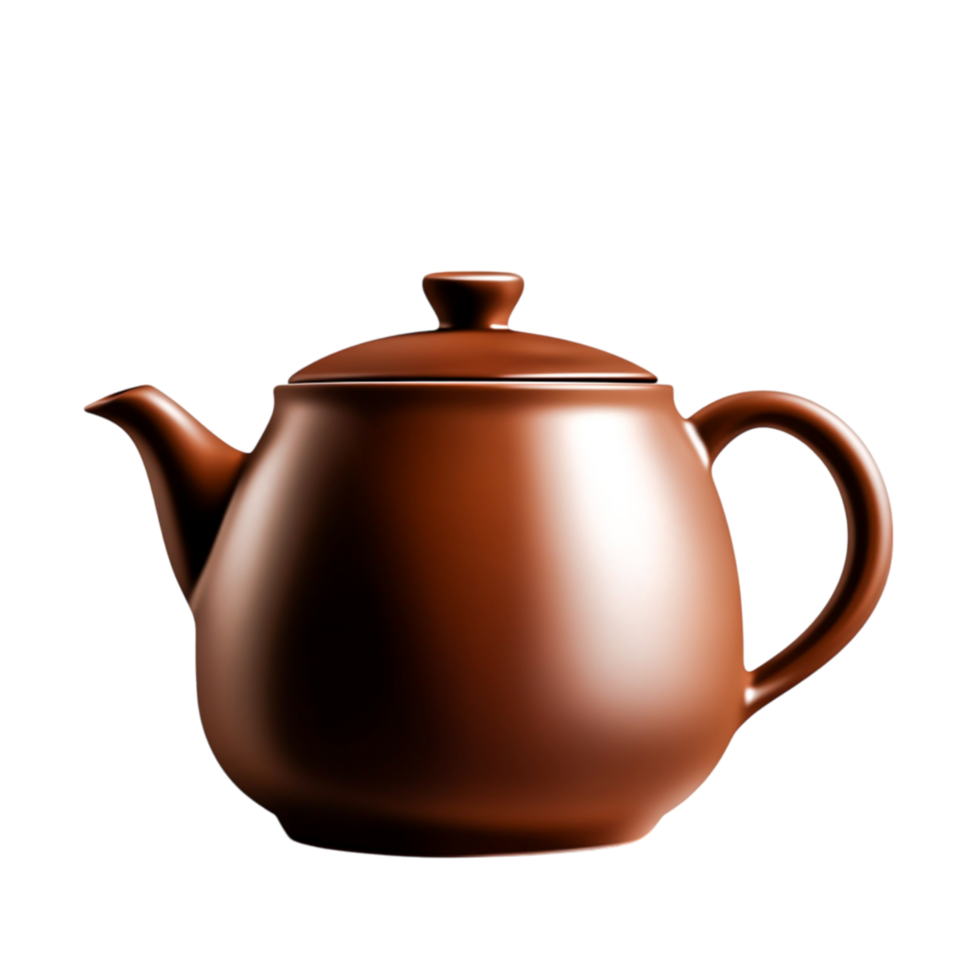 Elegant Brown Teapot with Smooth Finish and Curved Handle Design png