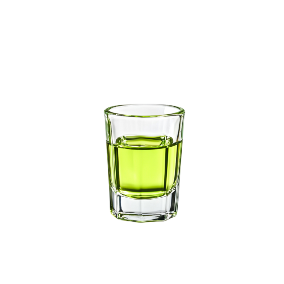 Green Liquor in Glass Shot Glass on png