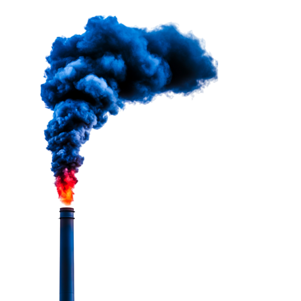 Industrial Chimney Emitting Dense Smoke and Pollution in Urban Environment png