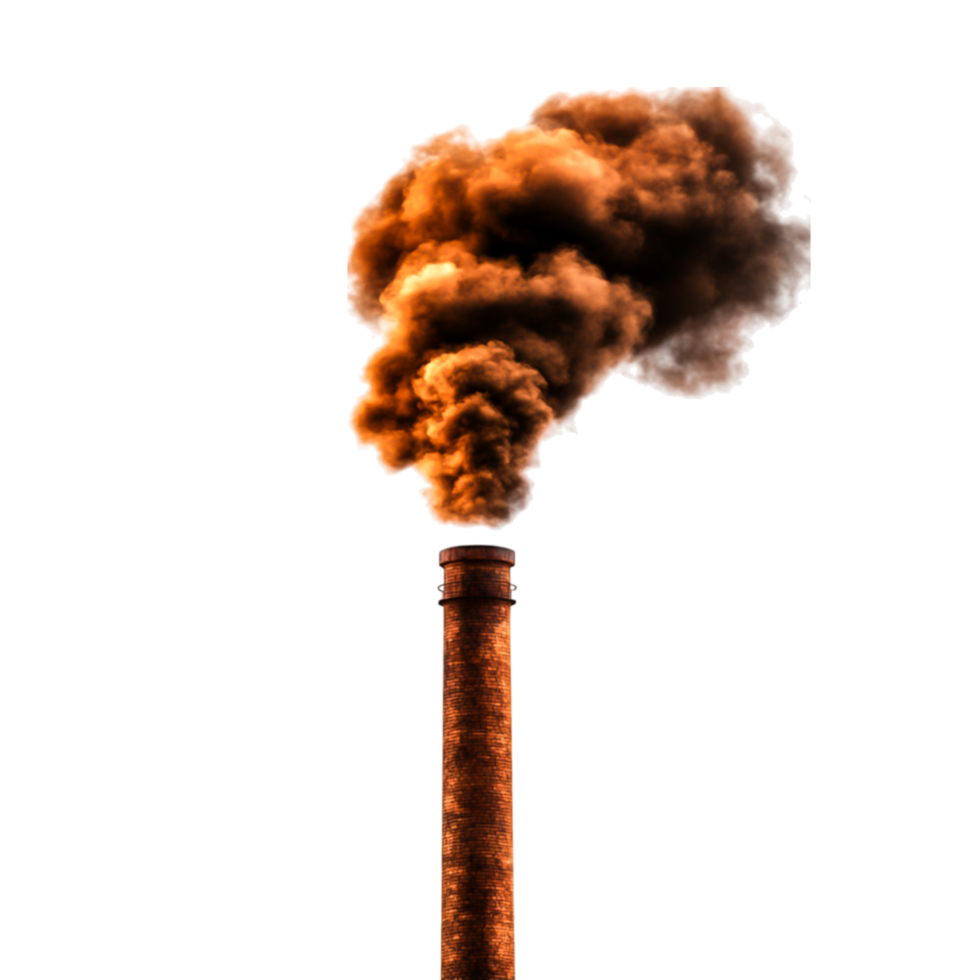 Smoke Emitting from Industrial Chimney Against Dark Cloudy Sky png