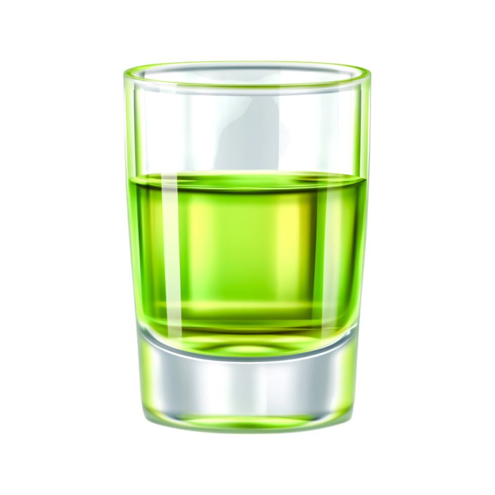 Bright Green Drink in a Clear Shot Glass png