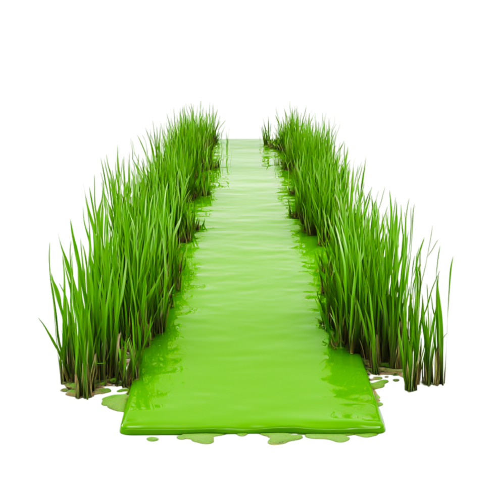 Lush Green Pathway Surrounded by Vibrant Grass in a Natural Landscape png