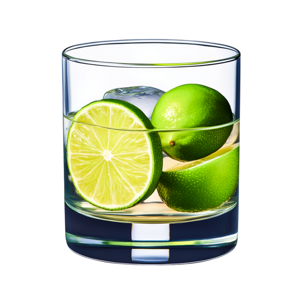 Fresh Lime and Ice in a Clear Glass for Refreshing Drink Enjoyment png