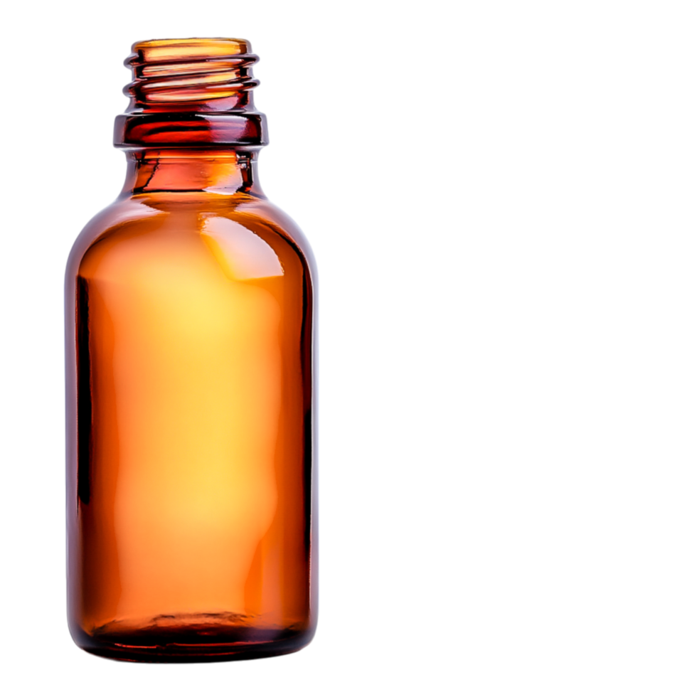 Amber Glass Bottle Isolated on for Creative Packaging Use png