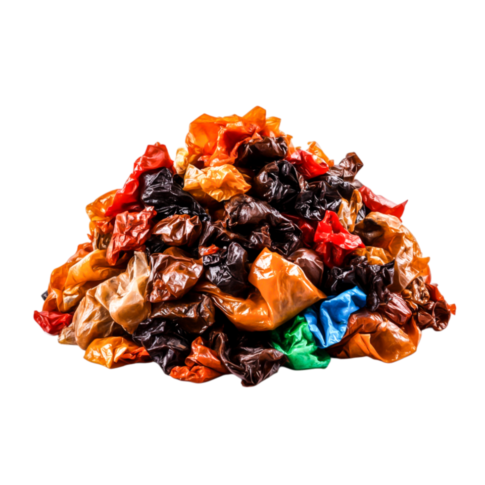 Colorful Crumpled Plastic Wrappers Pile png