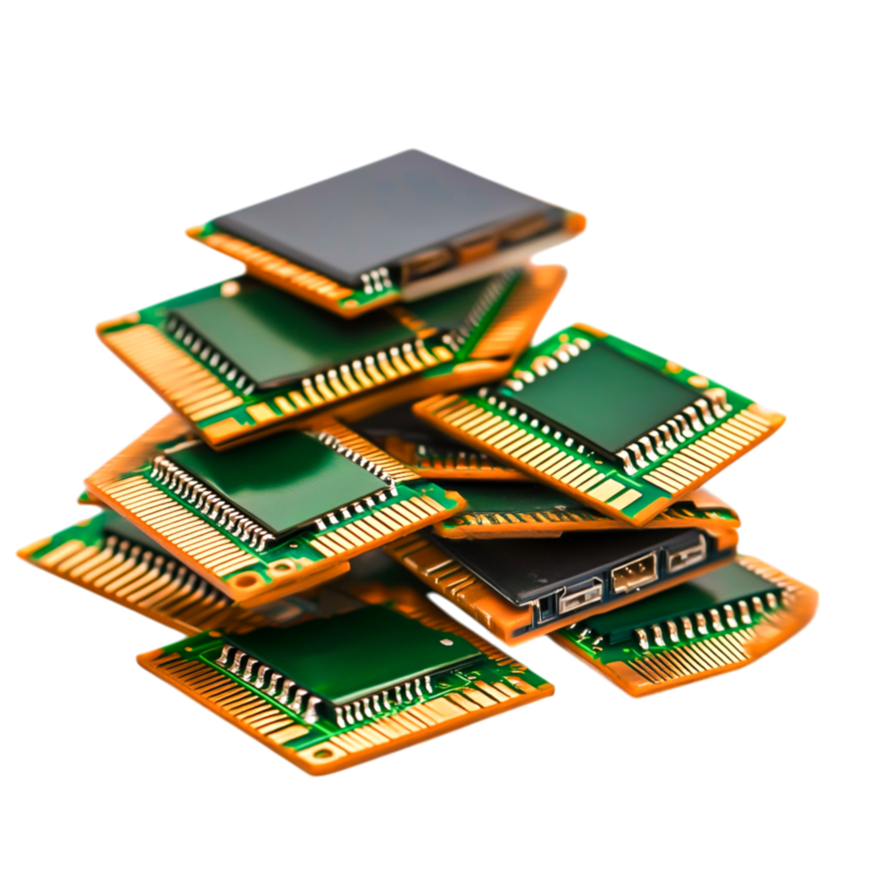 closeup View of Stack of Colorful Computer Chips on png
